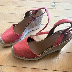 Franco Sarto Coral Canvas Espadrille Wedge Slingbacks Size 7